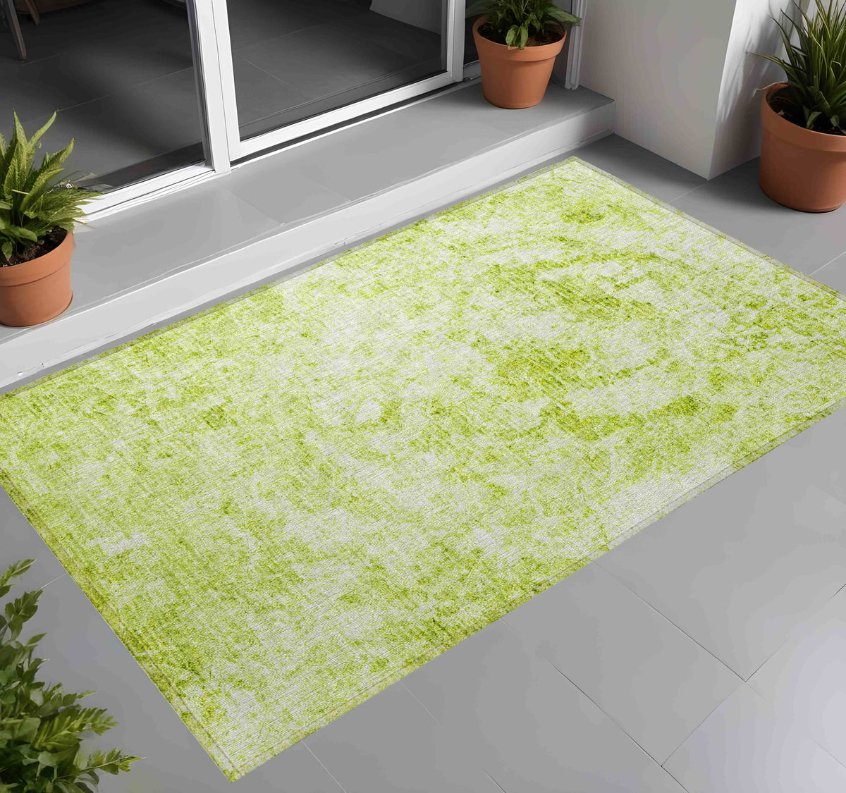 3' X 5' Lime Green Abstract Washable Non Skid Indoor Outdoor Area Rug LuxuryLifeWay Online Store