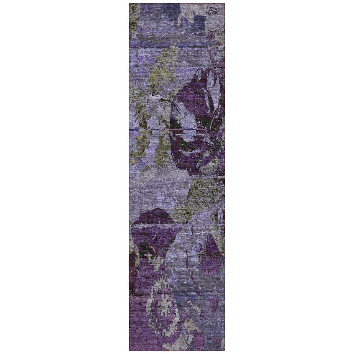 2' X 8' Purple and Green Abstract Washable Indoor Outdoor Runner Rug LuxuryLifeWay Online Store