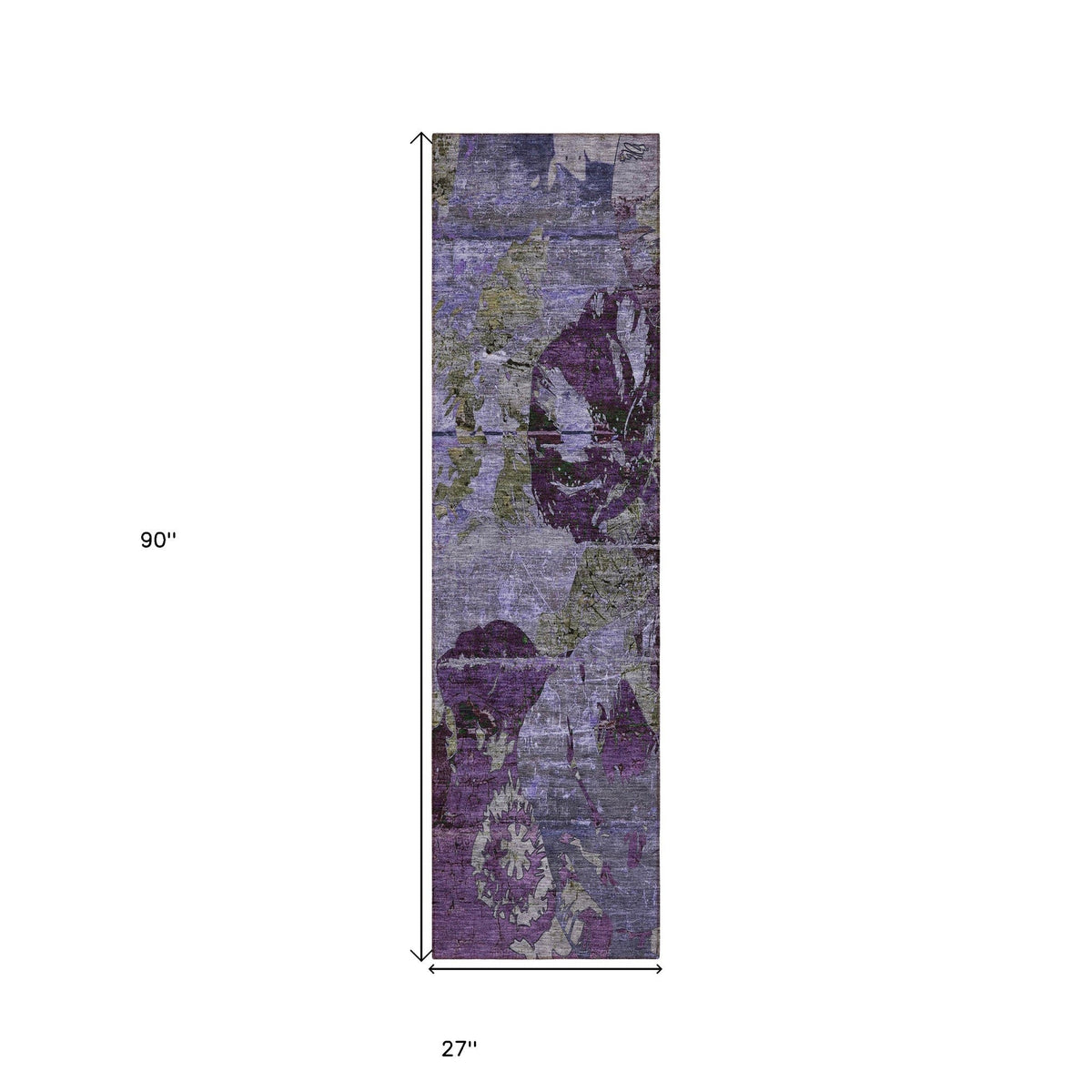 2' X 8' Purple and Green Abstract Washable Indoor Outdoor Runner Rug LuxuryLifeWay Online Store