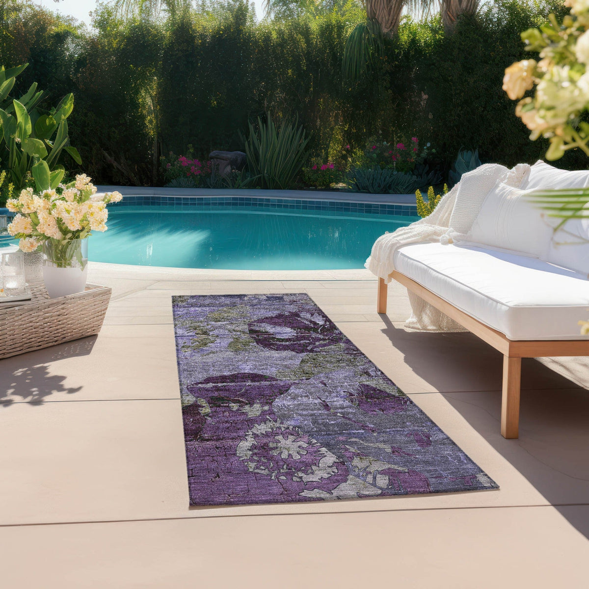 2' X 8' Purple and Green Abstract Washable Indoor Outdoor Runner Rug LuxuryLifeWay Online Store