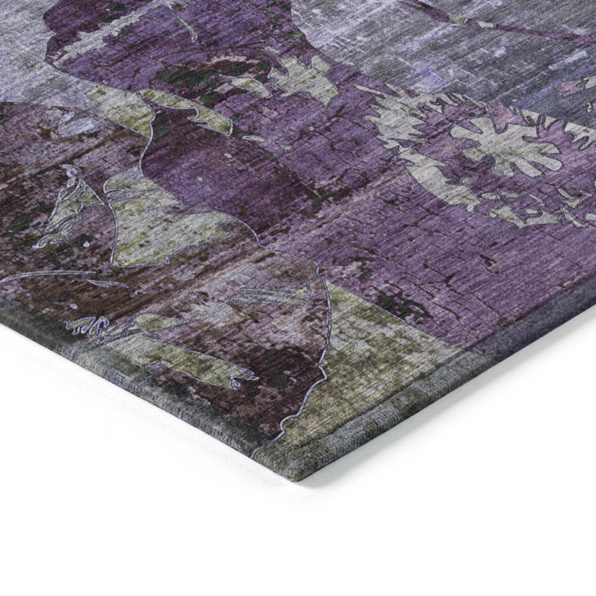 3' X 5' Purple and Green Floral Washable Non Skid Indoor Outdoor Area Rug LuxuryLifeWay Online Store