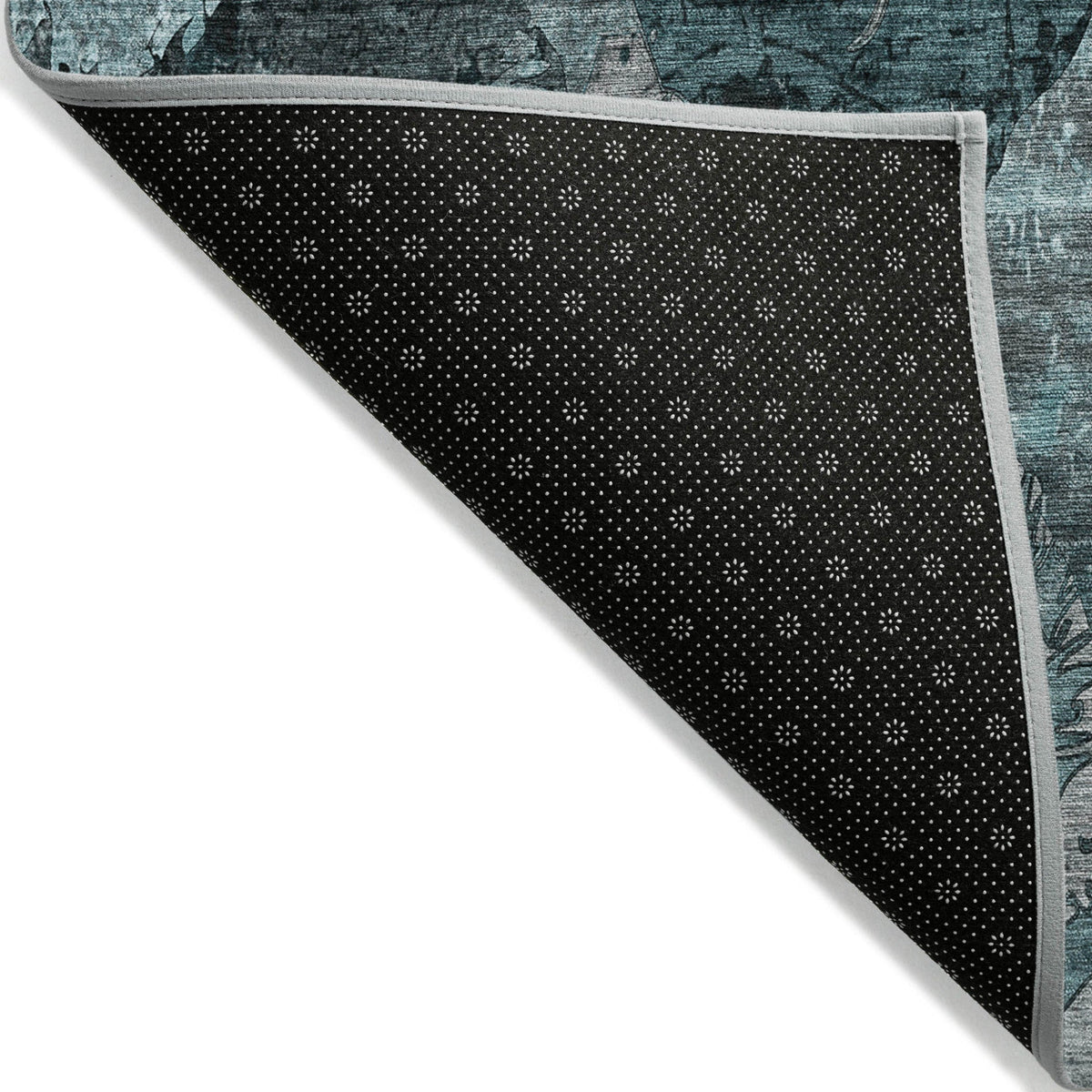 2' X 8' Teal and Gray Abstract Washable Indoor Outdoor Runner Rug LuxuryLifeWay Online Store