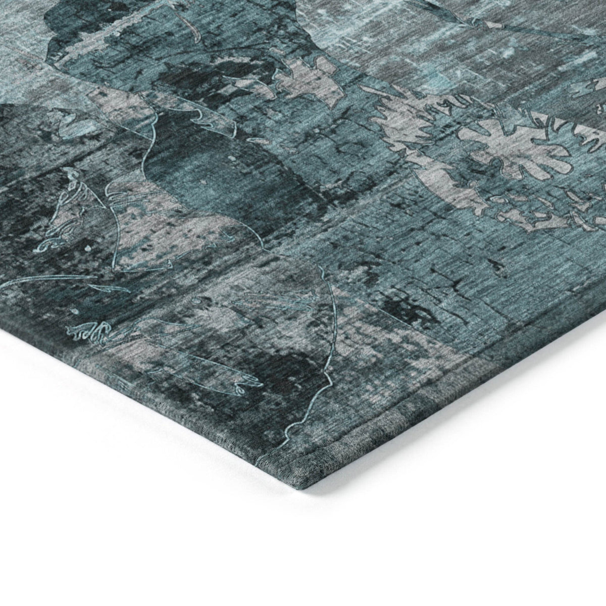 2' X 8' Teal and Gray Abstract Washable Indoor Outdoor Runner Rug LuxuryLifeWay Online Store