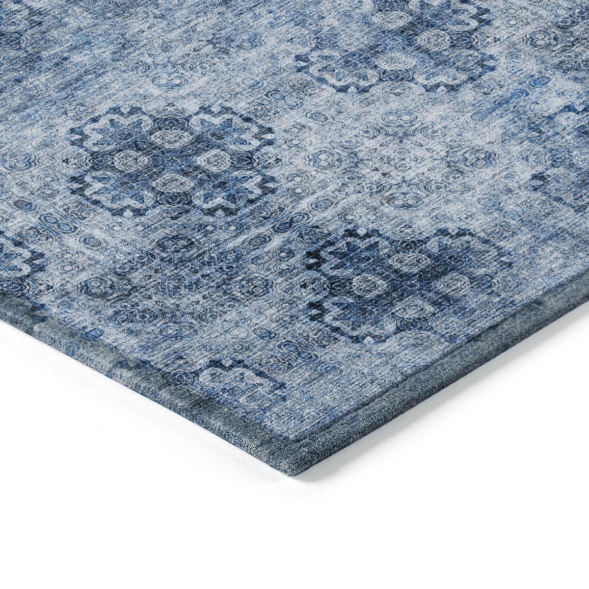 3' X 5' Navy Blue Floral Medallion Washable Non Skid Indoor Outdoor Area Rug LuxuryLifeWay Online Store