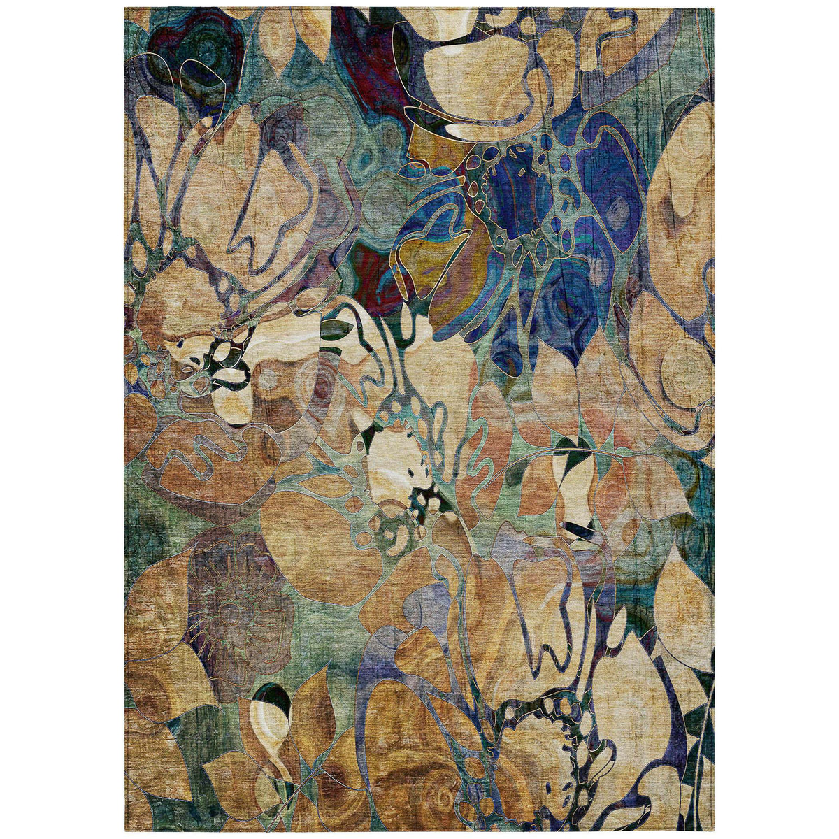 3' X 5' Beige and Blue Abstract Washable Indoor Outdoor Area Rug LuxuryLifeWay Online Store
