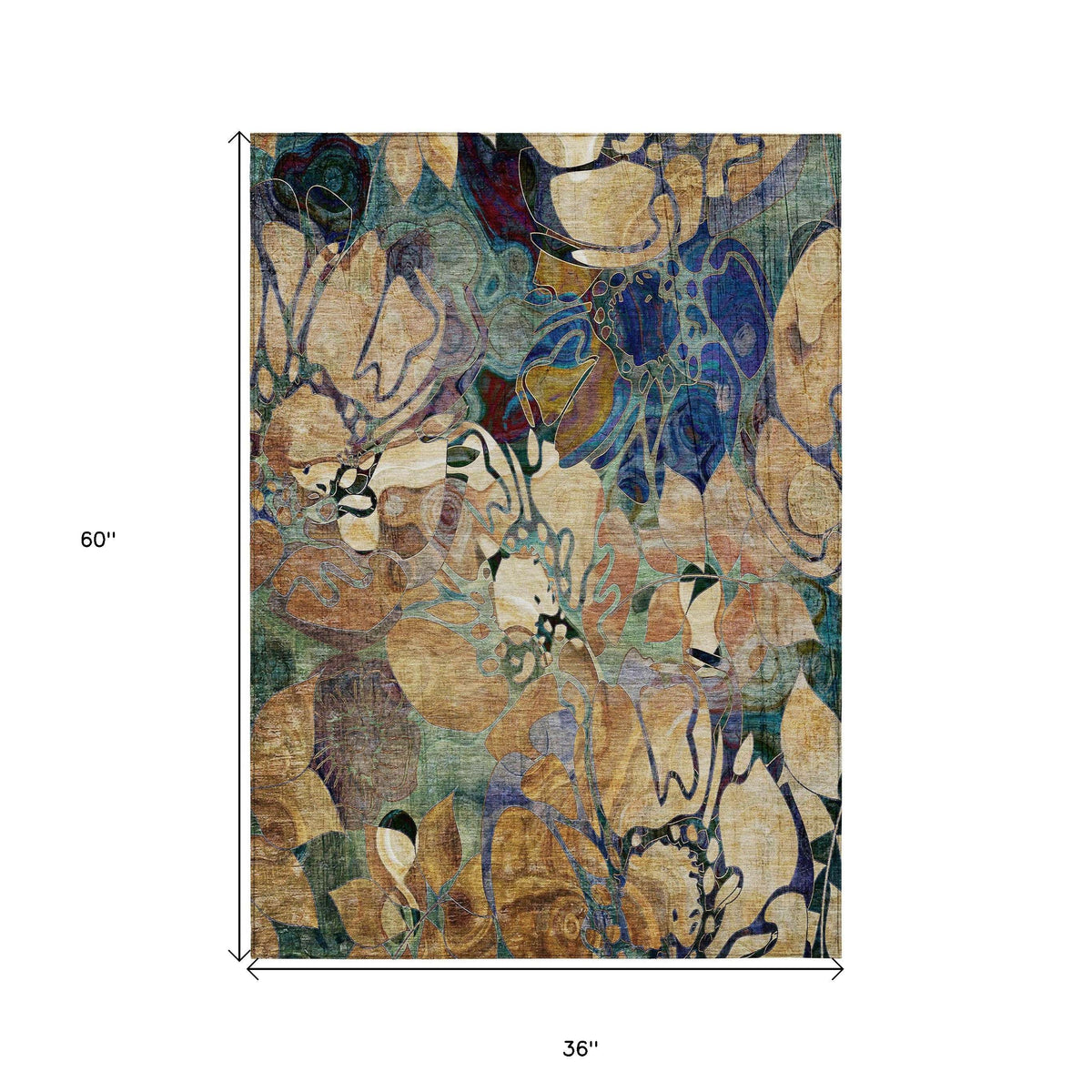 3' X 5' Beige and Blue Abstract Washable Indoor Outdoor Area Rug LuxuryLifeWay Online Store