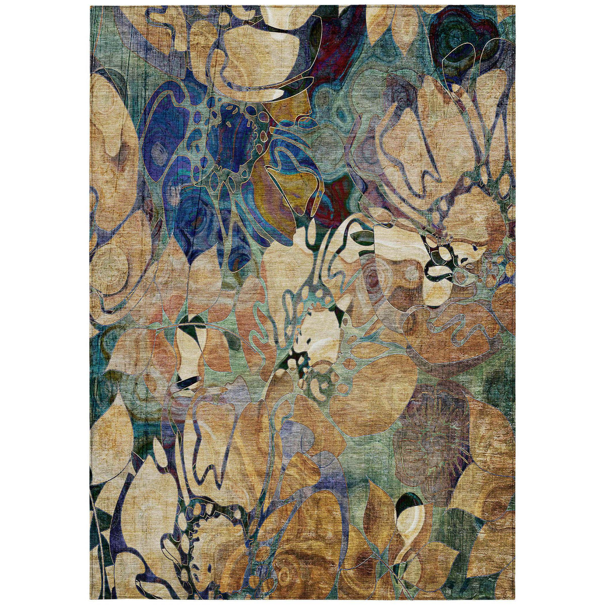 3' X 5' Beige and Blue Abstract Washable Indoor Outdoor Area Rug LuxuryLifeWay Online Store
