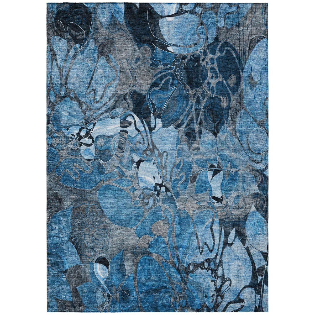 3' X 5' Blue and Gray Abstract Washable Indoor Outdoor Area Rug LuxuryLifeWay Online Store