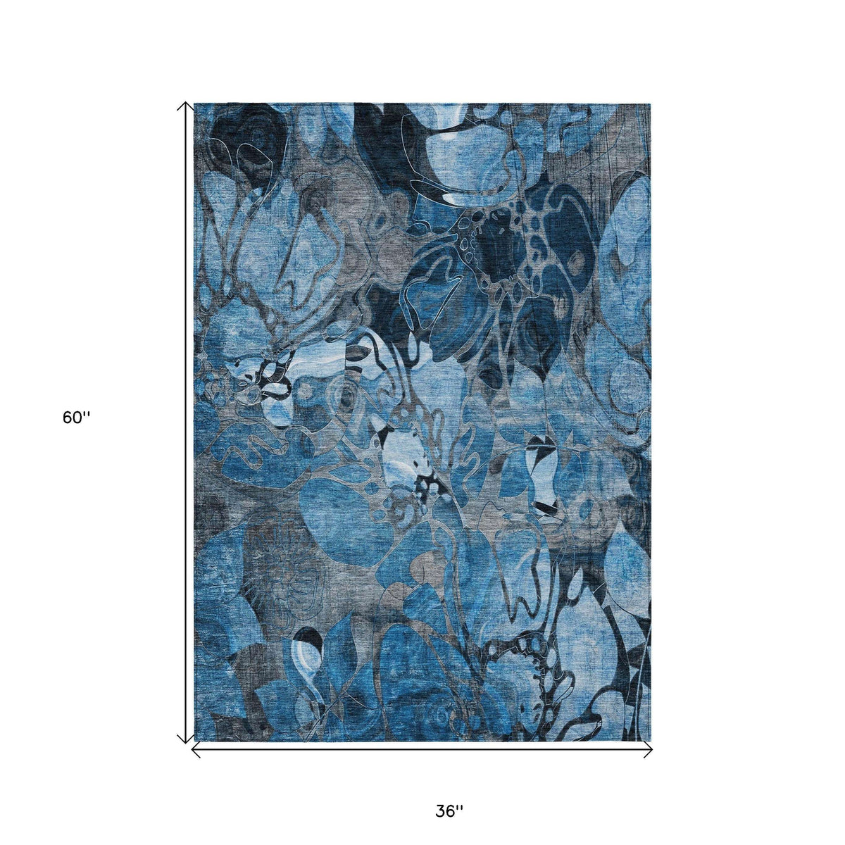 3' X 5' Blue and Gray Abstract Washable Indoor Outdoor Area Rug LuxuryLifeWay Online Store