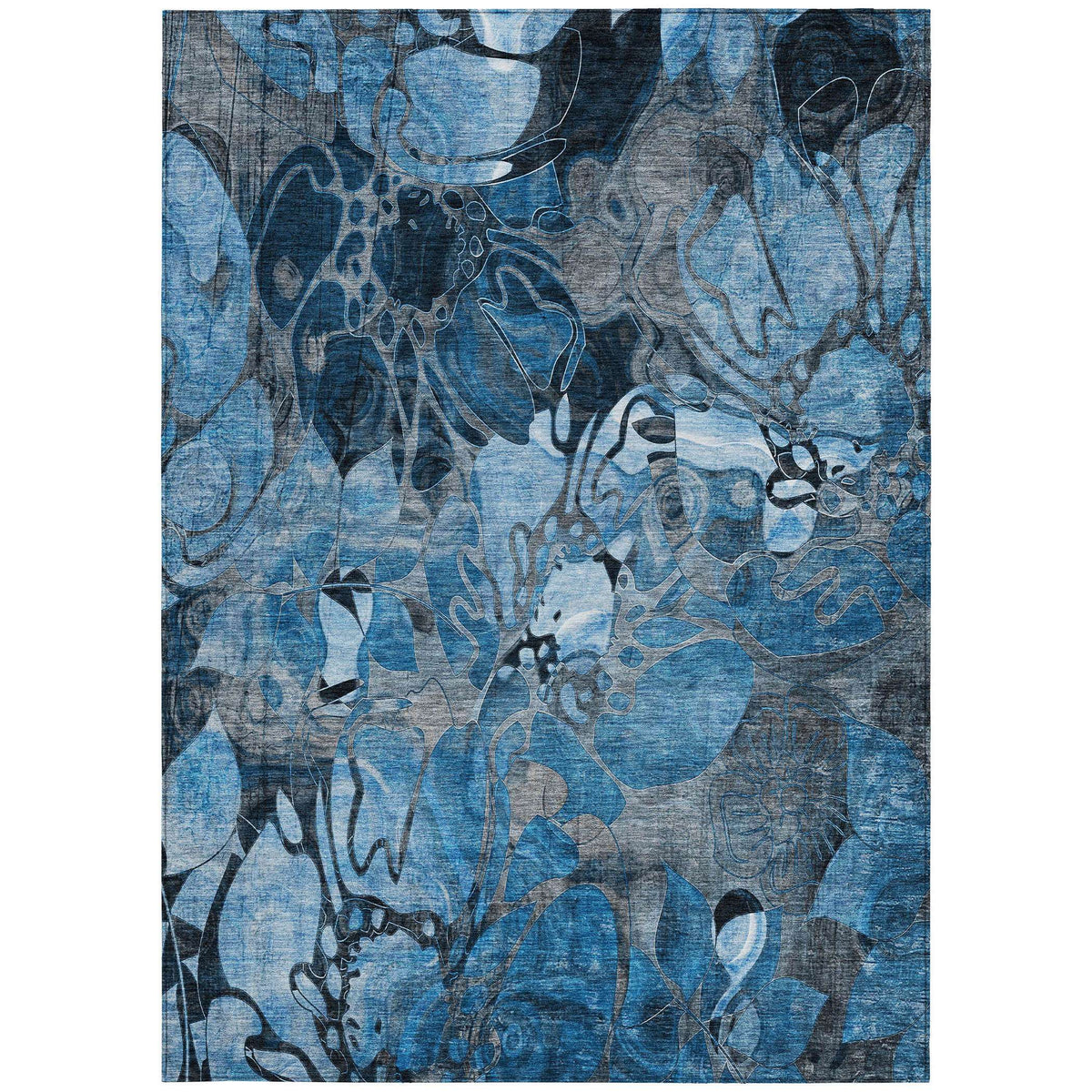 3' X 5' Blue and Gray Abstract Washable Indoor Outdoor Area Rug LuxuryLifeWay Online Store