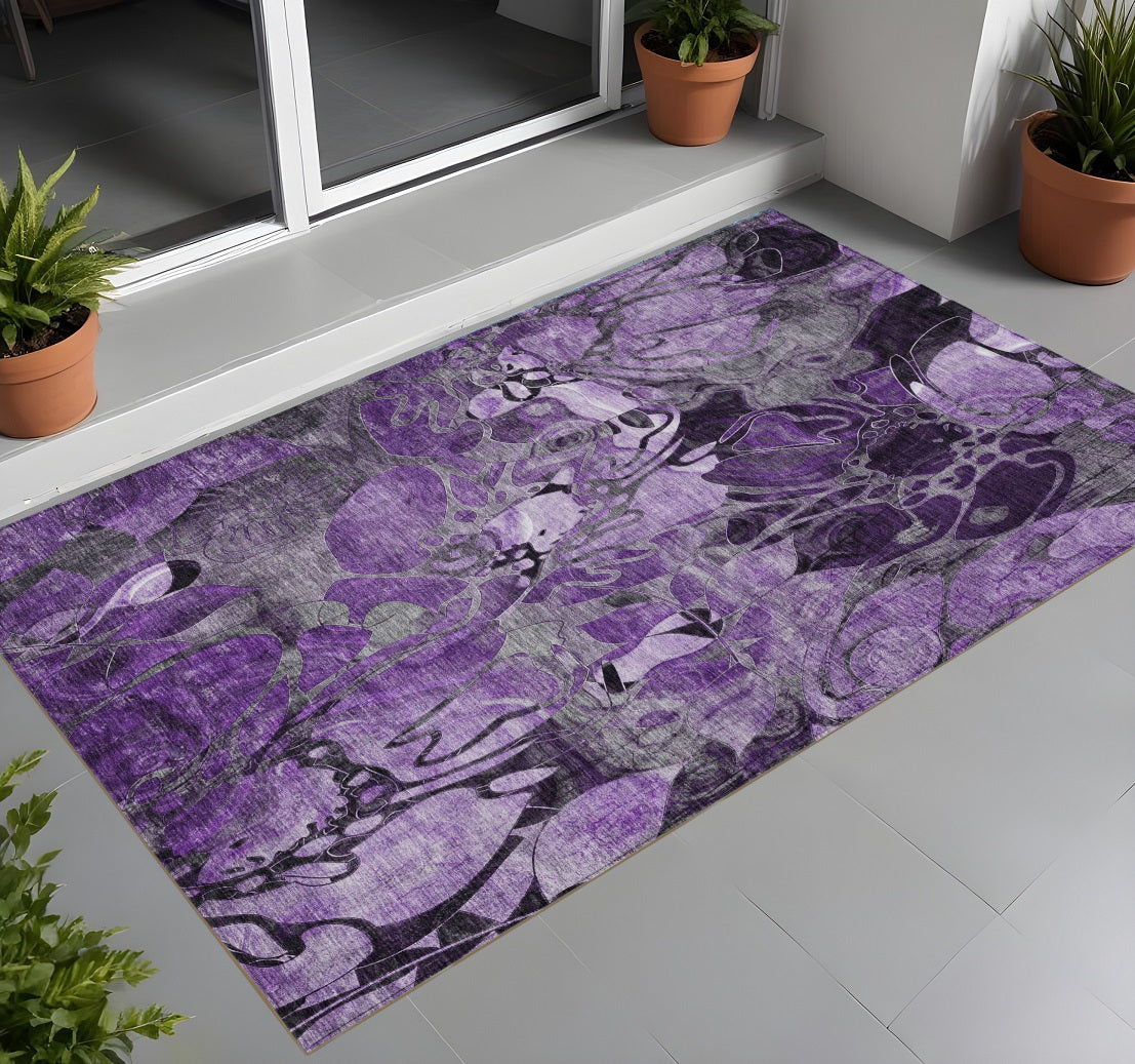 3' X 5' Purple Abstract Washable Indoor Outdoor Area Rug LuxuryLifeWay Online Store