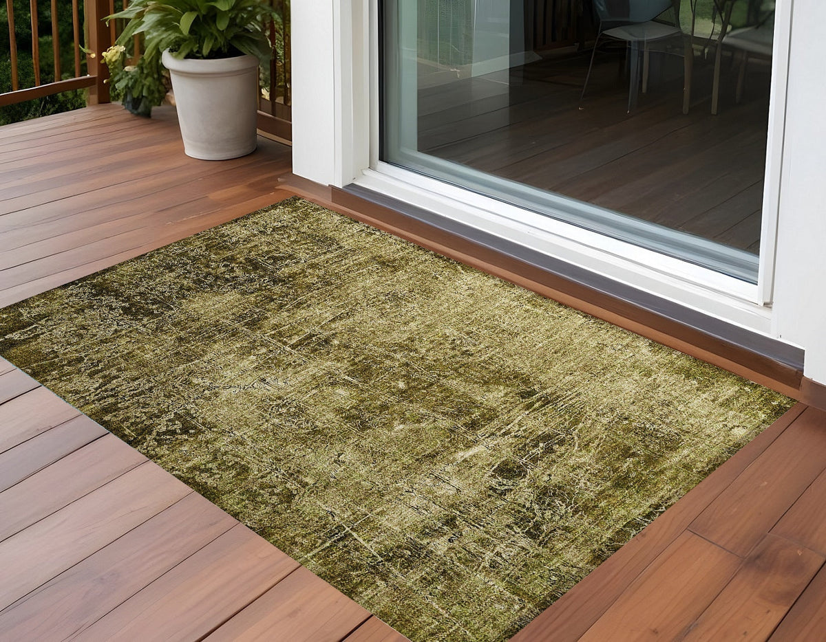 3' X 5' Green Abstract Washable Non Skid Indoor Outdoor Area Rug LuxuryLifeWay Online Store