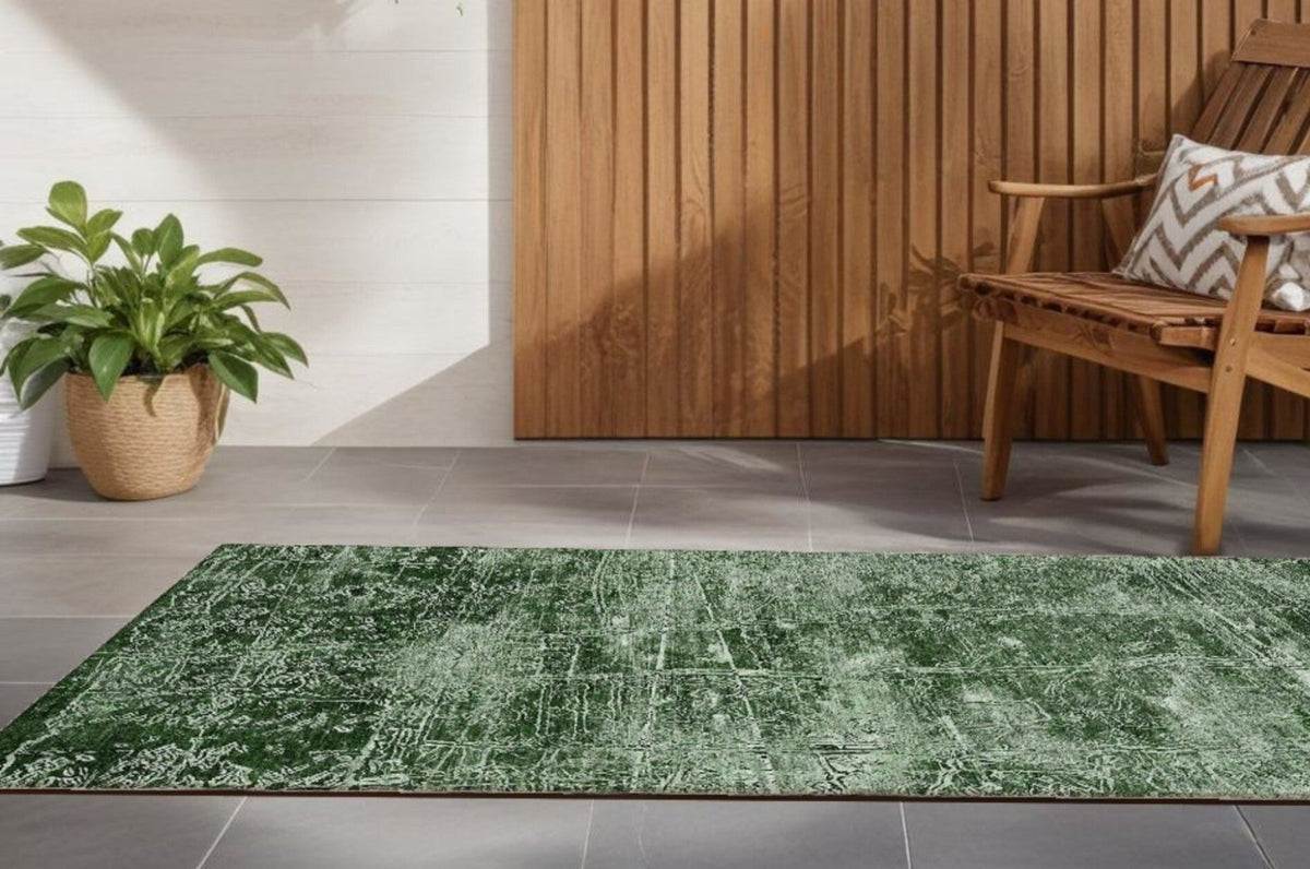 8' Runner Emerald Abstract Washable Non Skid Indoor Outdoor Runner Rug LuxuryLifeWay Online Store