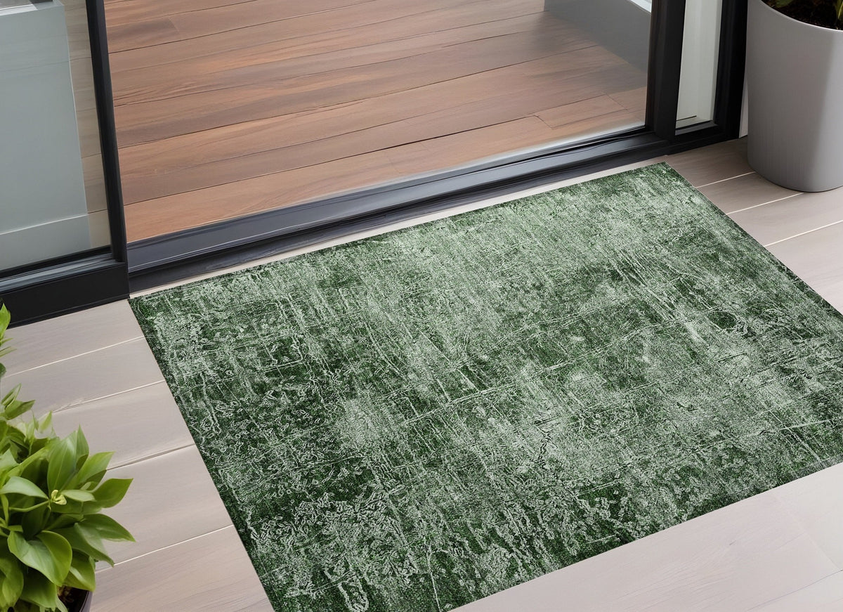 3' X 5' Emerald Abstract Washable Non Skid Indoor Outdoor Area Rug LuxuryLifeWay Online Store