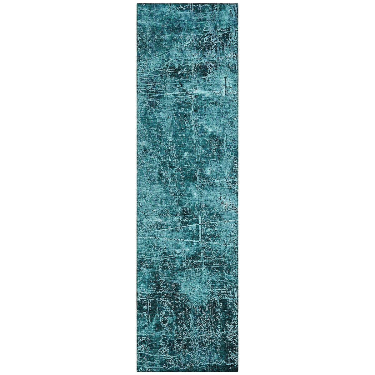 8' Runner Teal Abstract Washable Non Skid Indoor Outdoor Runner Rug LuxuryLifeWay Online Store