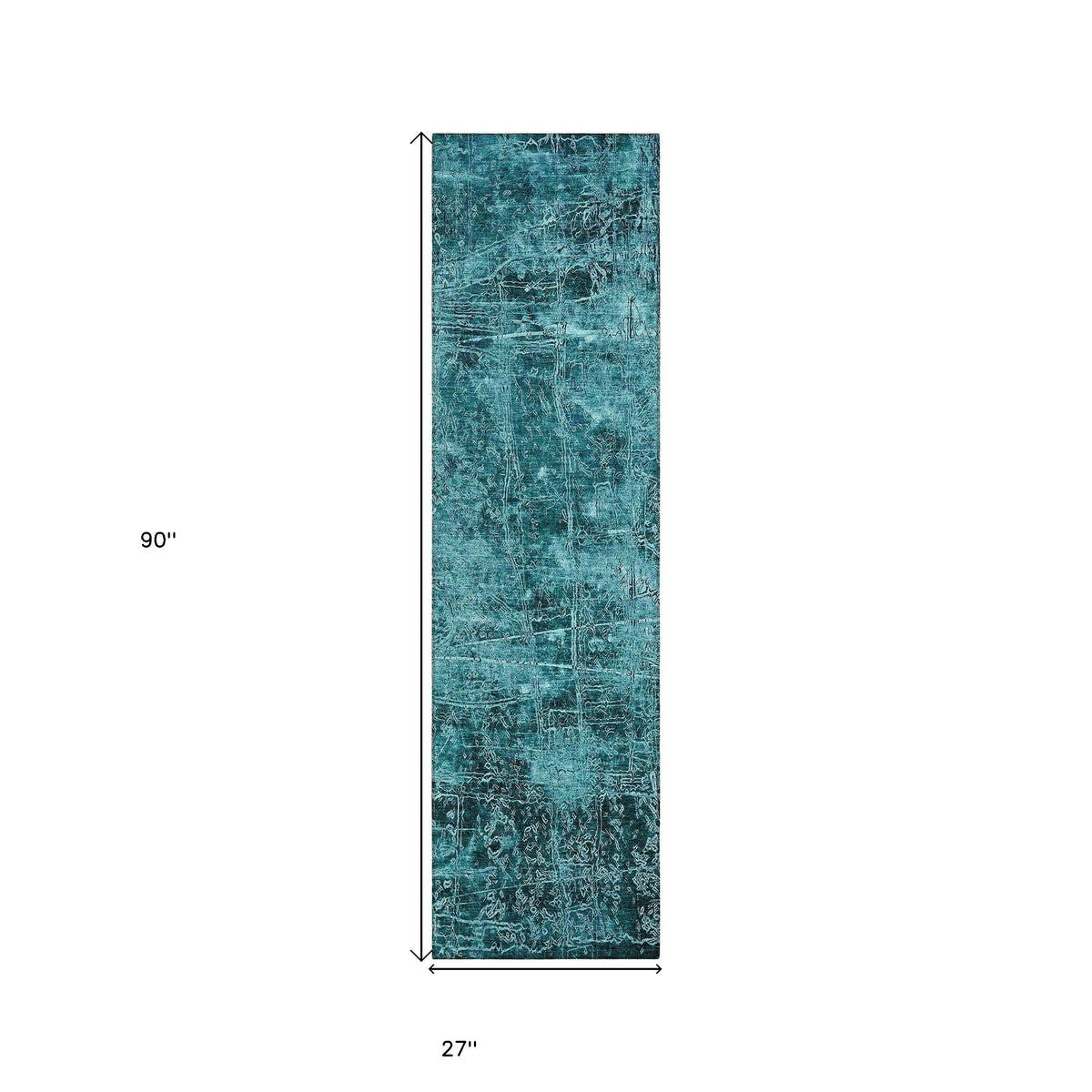 8' Runner Teal Abstract Washable Non Skid Indoor Outdoor Runner Rug LuxuryLifeWay Online Store