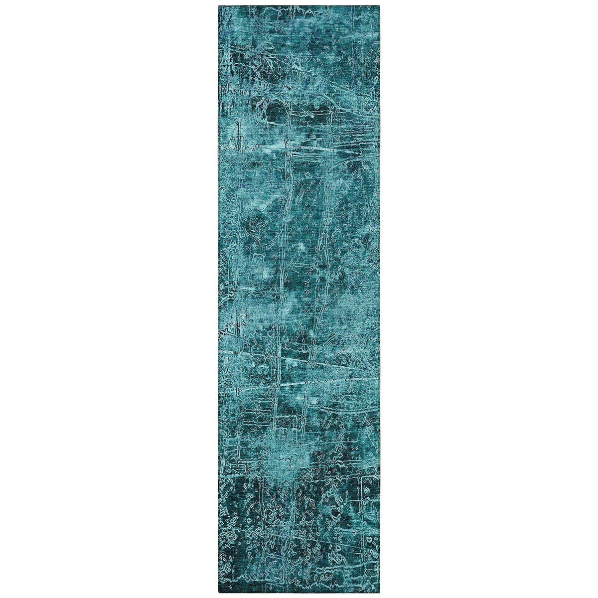 8' Runner Teal Abstract Washable Non Skid Indoor Outdoor Runner Rug LuxuryLifeWay Online Store