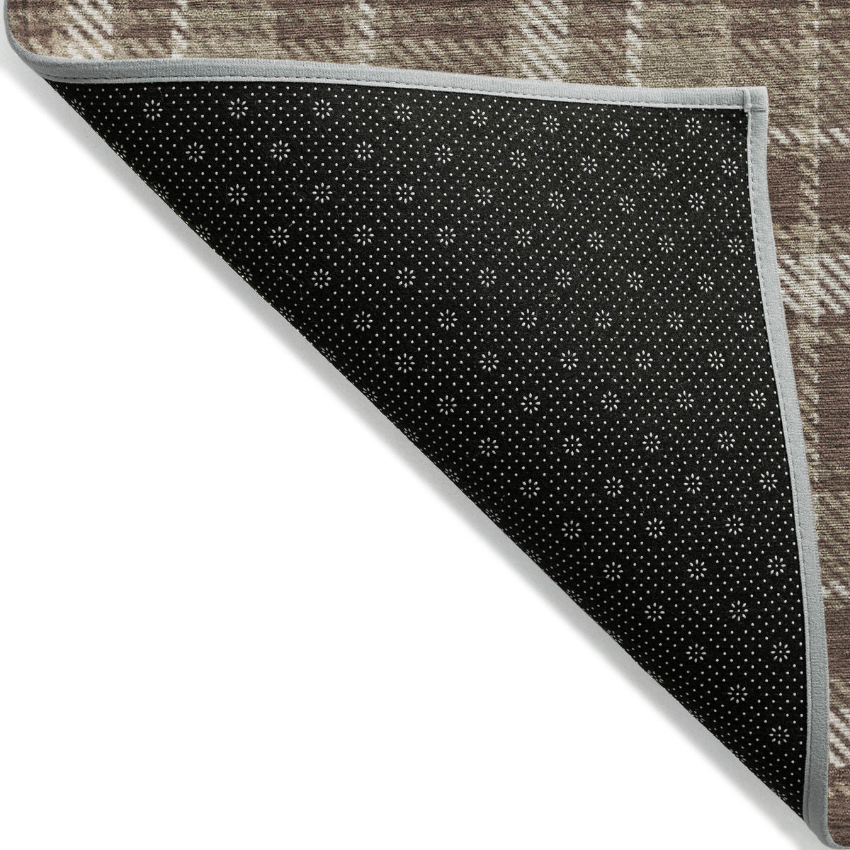 8' Runner Chocolate and Ivory Plaid Washable Non Skid Indoor Outdoor Runner Rug LuxuryLifeWay Online Store