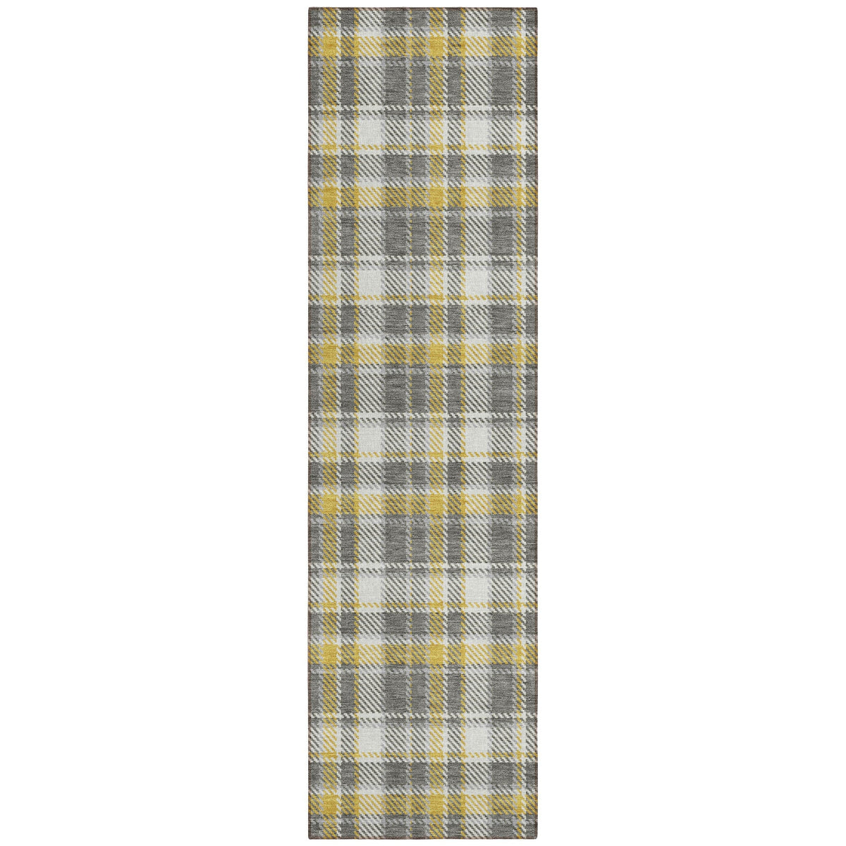 8' Runner Gray Yellow and White Plaid Washable Non Skid Indoor Outdoor Runner Rug LuxuryLifeWay Online Store