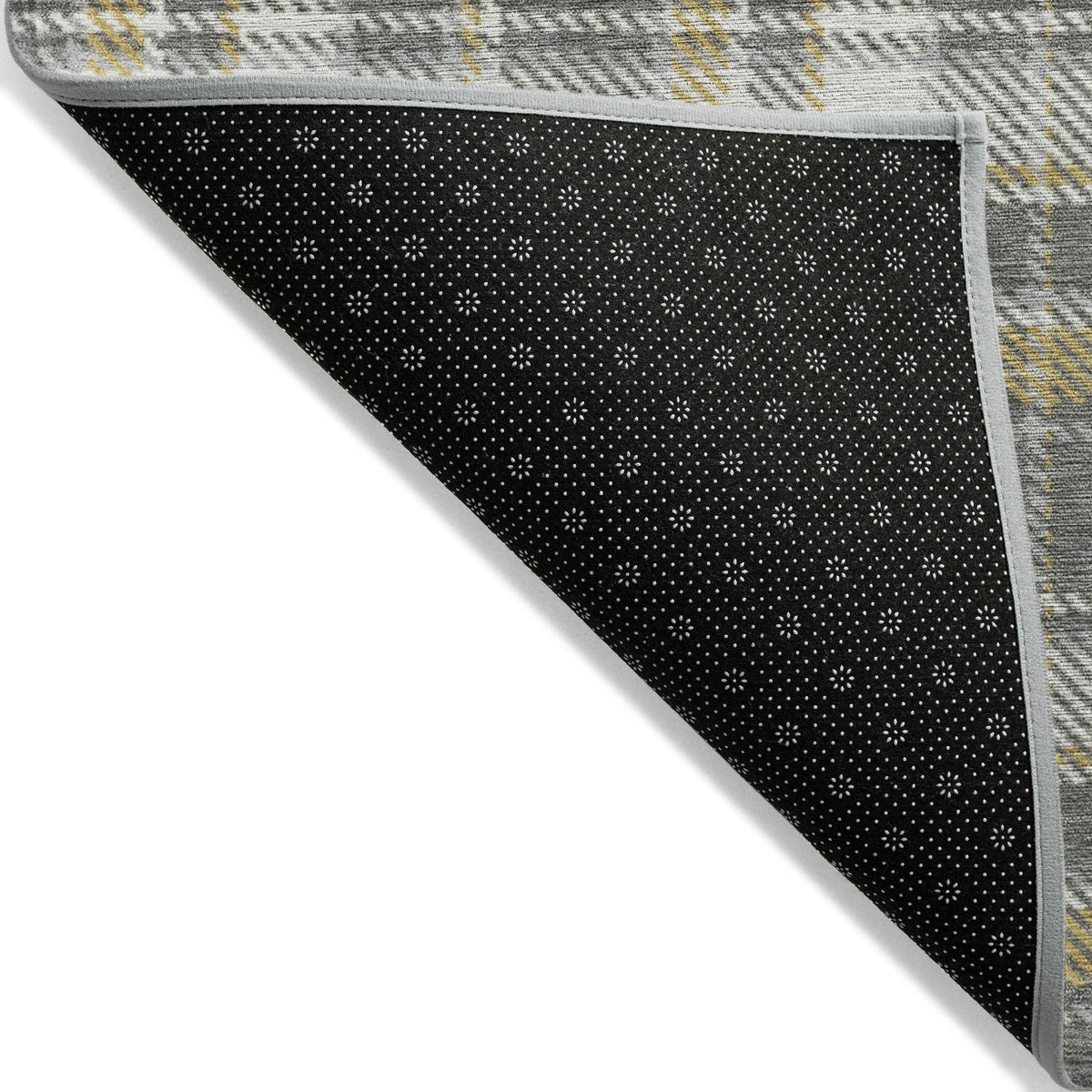 8' Runner Gray Yellow and White Plaid Washable Non Skid Indoor Outdoor Runner Rug LuxuryLifeWay Online Store