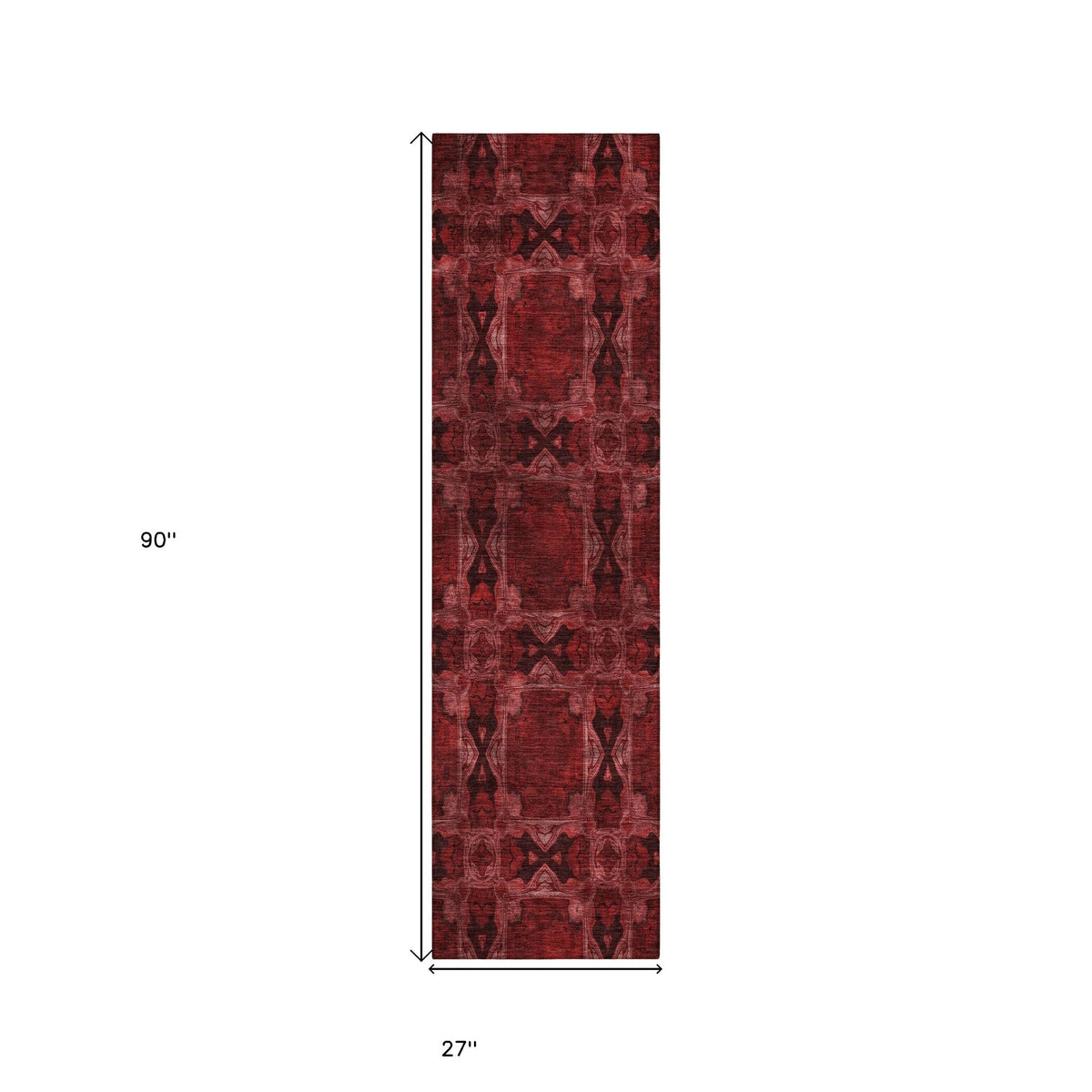 8' Runner Burgundy and Black Floral Medallion Washable Non Skid Indoor Outdoor Runner Rug LuxuryLifeWay Online Store