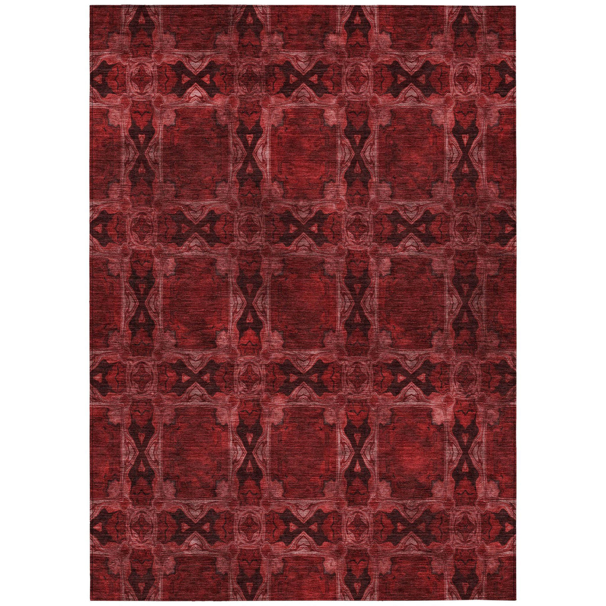 3' X 5' Burgundy and Black Floral Medallion Washable Non Skid Indoor Outdoor Area Rug LuxuryLifeWay Online Store
