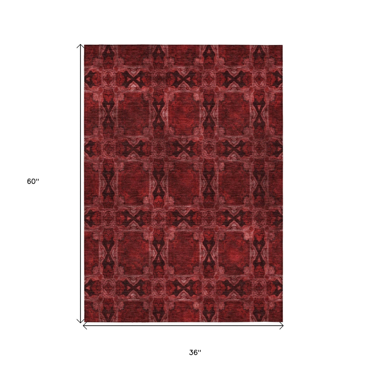3' X 5' Burgundy and Black Floral Medallion Washable Non Skid Indoor Outdoor Area Rug LuxuryLifeWay Online Store