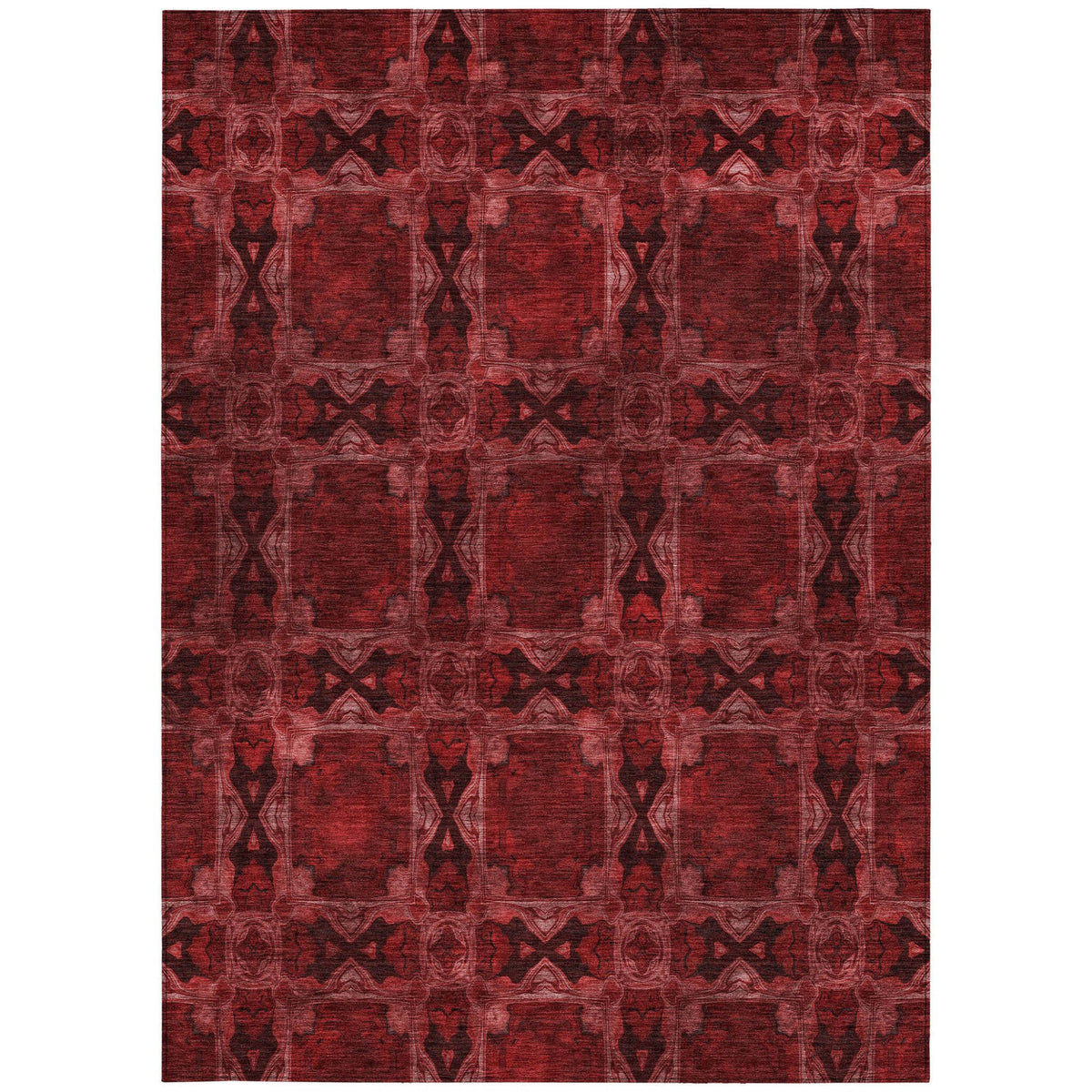 3' X 5' Burgundy and Black Floral Medallion Washable Non Skid Indoor Outdoor Area Rug LuxuryLifeWay Online Store