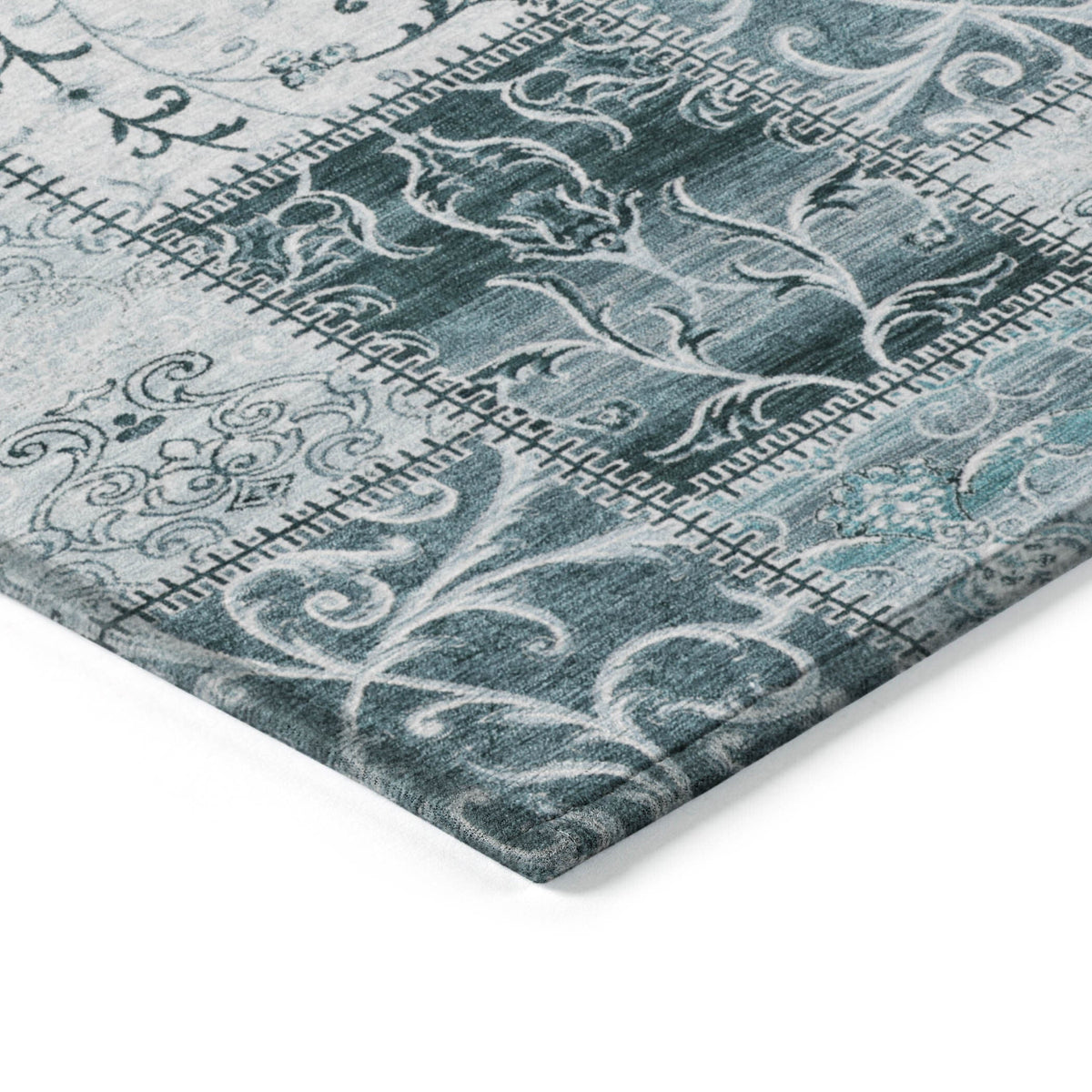 3' X 5' Teal Patchwork Washable Non Skid Indoor Outdoor Area Rug LuxuryLifeWay Online Store