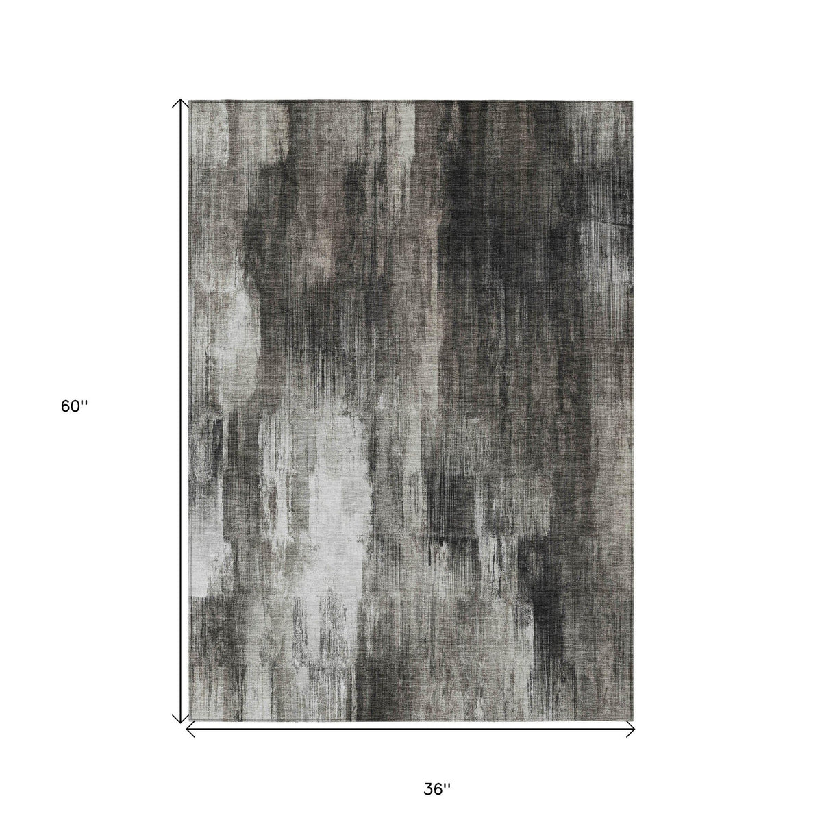 3' X 5' Gray and Black Abstract Washable Non Skid Indoor Outdoor Area Rug LuxuryLifeWay Online Store