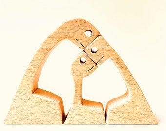 DIY Figurine Wood Dog Ornament Sculpture Home Decoration A Man A Dog Wood Sculpture Christmas Gifts Model Decor PearlNestDecor.com
