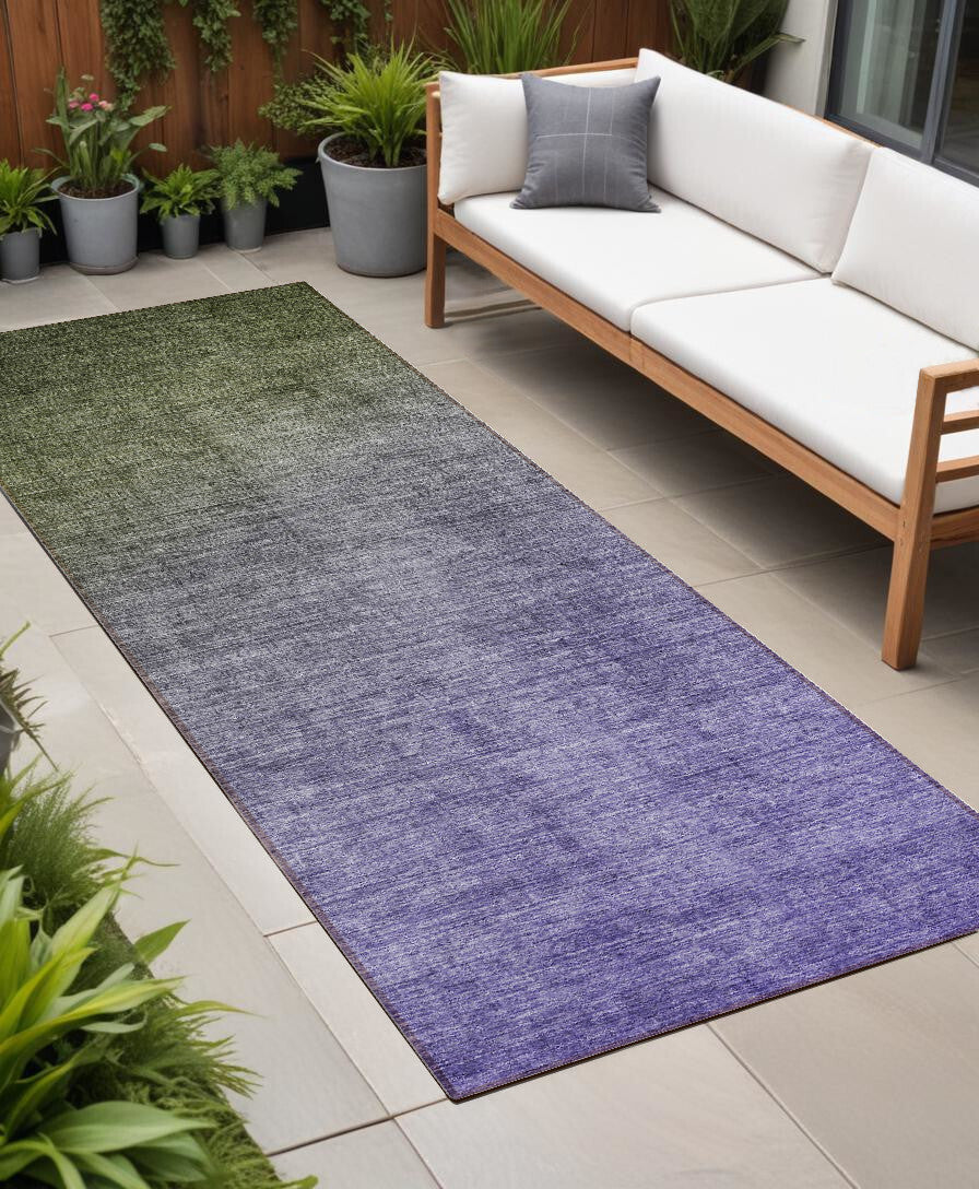 8' Runner Olive Green and Purple Ombre Washable Non Skid Indoor Outdoor Runner Rug LuxuryLifeWay Online Store