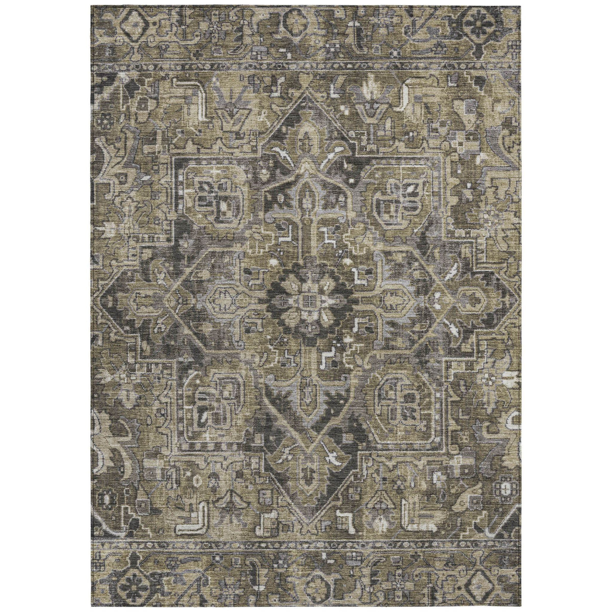 3' X 5' Taupe and Dark Taupe Oriental Washable Non Skid Indoor Outdoor Area Rug LuxuryLifeWay Online Store