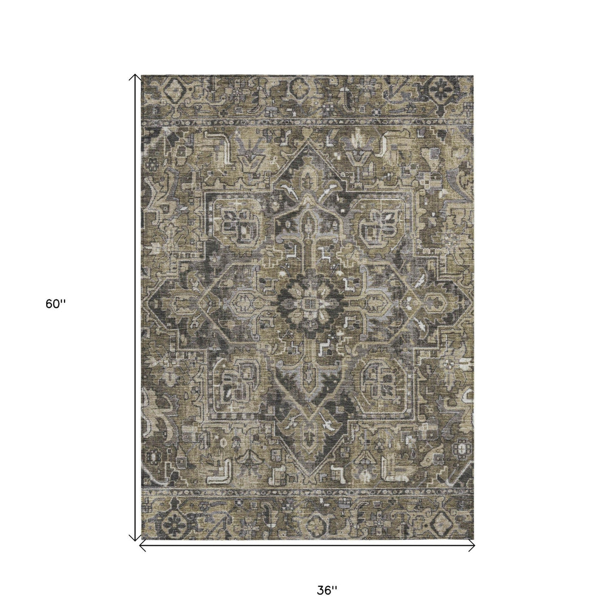 3' X 5' Taupe and Dark Taupe Oriental Washable Non Skid Indoor Outdoor Area Rug LuxuryLifeWay Online Store