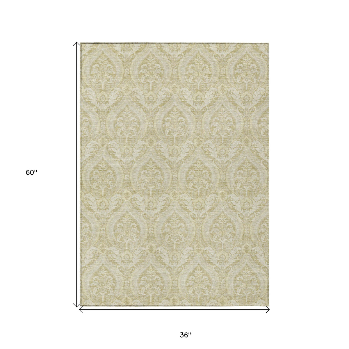 3' X 5' Light Green Damask Washable Non Skid Indoor Outdoor Area Rug LuxuryLifeWay Online Store