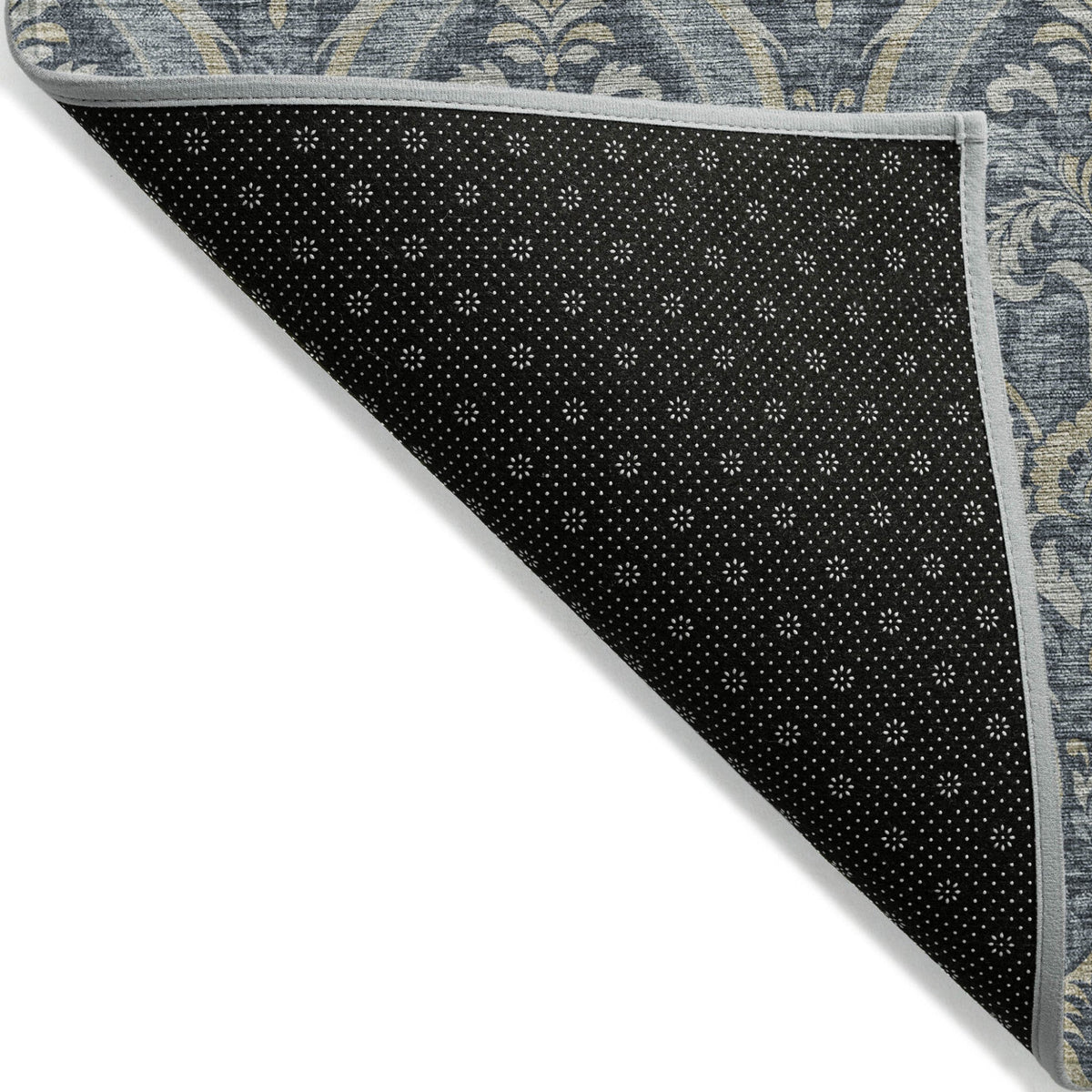 3' X 5' Blue and Cream Damask Washable Non Skid Indoor Outdoor Area Rug LuxuryLifeWay Online Store
