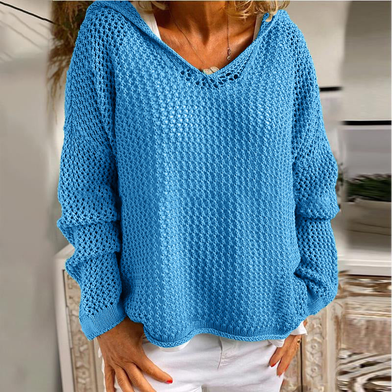 Sun Protection Knitted Hooded Sun Protection Clothing Hooded Thin Loose Sweater NorixaFashion.com