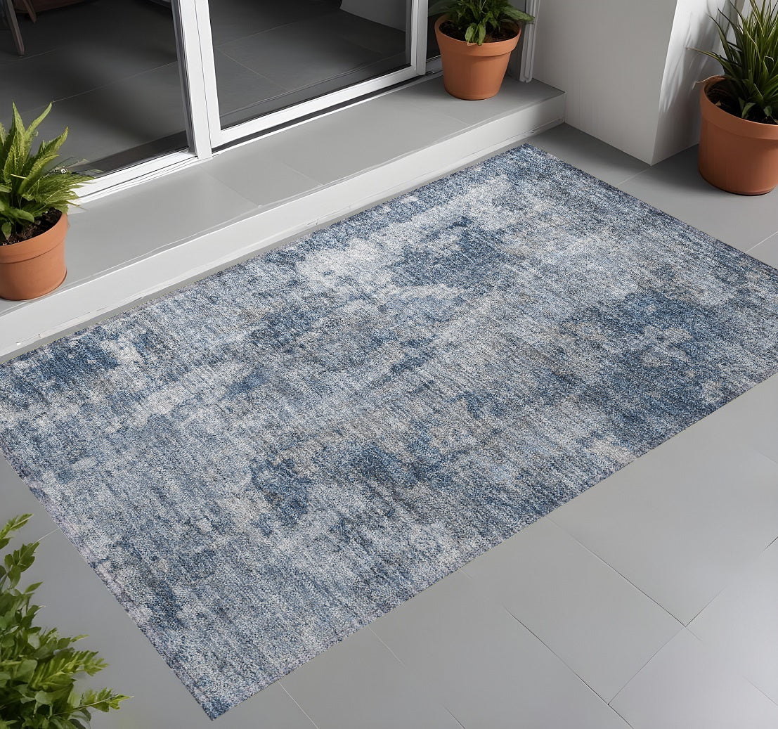 3' X 5' Blue Abstract Washable Non Skid Indoor Outdoor Area Rug LuxuryLifeWay Online Store