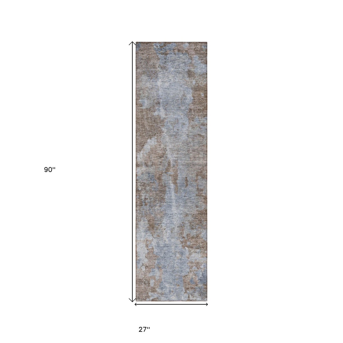8' Runner Mocha and Blue Abstract Washable Non Skid Indoor Outdoor Runner Rug LuxuryLifeWay Online Store
