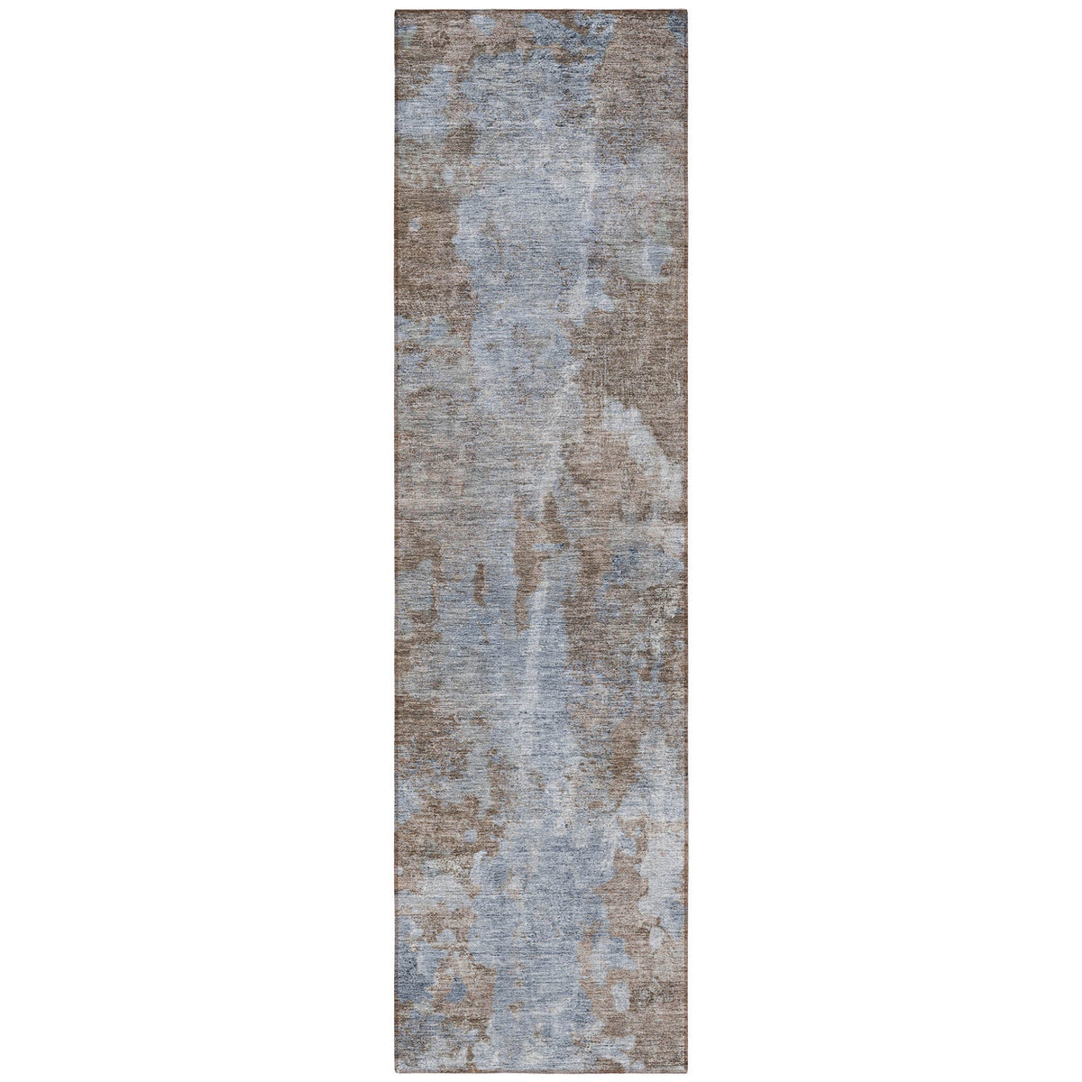 8' Runner Mocha and Blue Abstract Washable Non Skid Indoor Outdoor Runner Rug LuxuryLifeWay Online Store