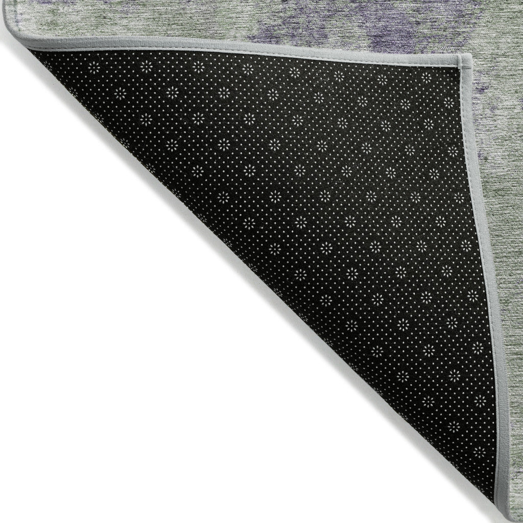3' X 5' Purple and Green Abstract Washable Non Skid Indoor Outdoor Area Rug LuxuryLifeWay Online Store