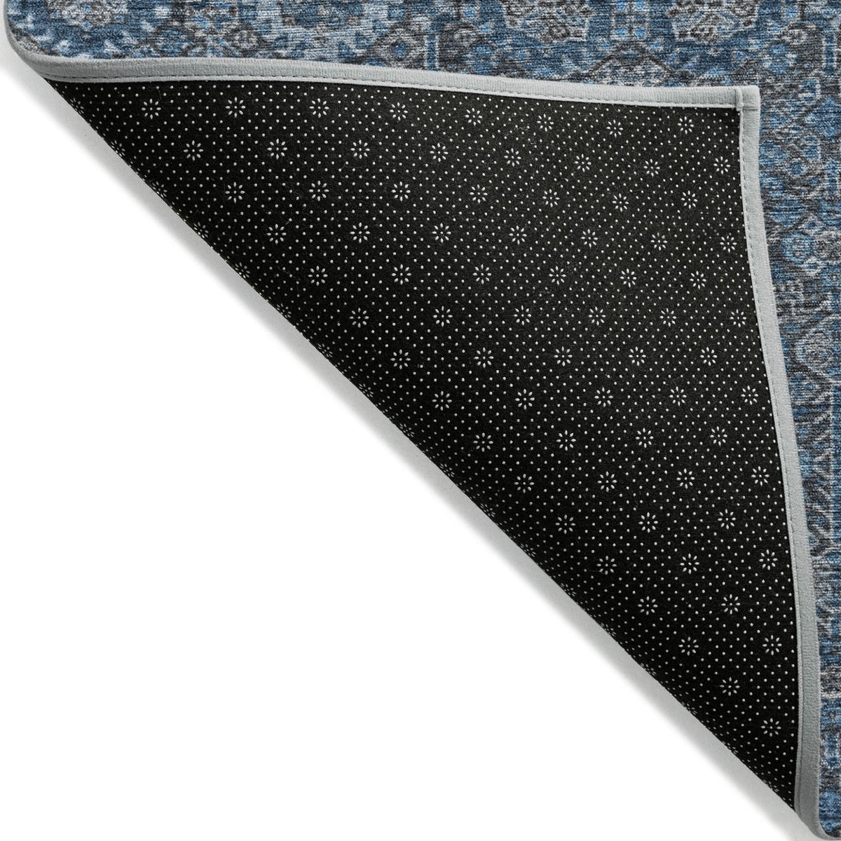 8' Runner Blue and Black Floral Washable Non Skid Indoor Outdoor Runner Rug LuxuryLifeWay Online Store