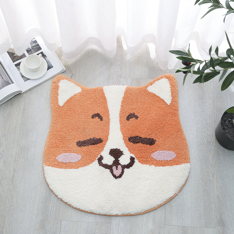 Cartoon Bathroom Door Non-slip Absorbent Flocking Floor Mat