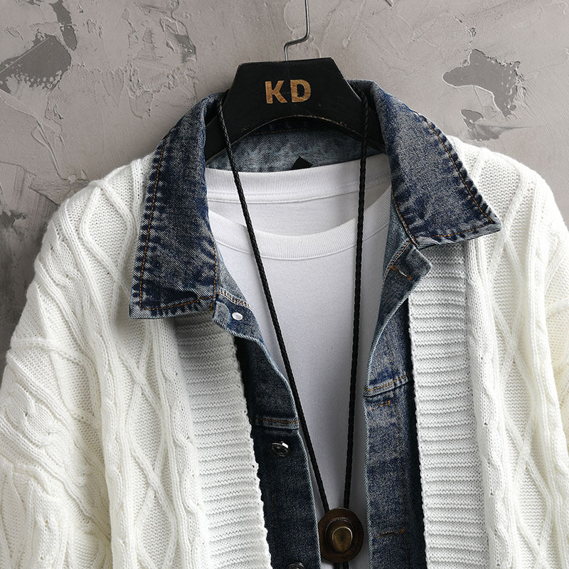 Men's Clothing Fashion Polo Collar Sweater Cardigan Coat Best YouTube Store
