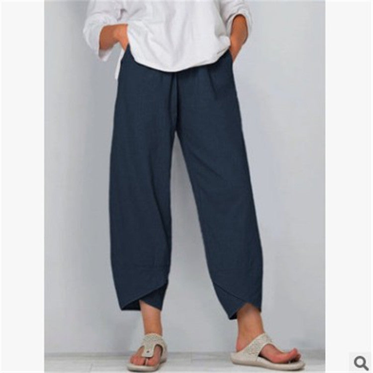 Wide Leg Pants Loose Casual Cotton Linen NorixaFashion.com