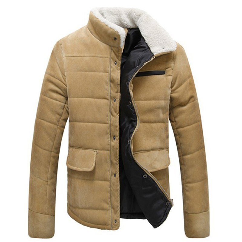 Autumn & Winter Men's Stand Fur Collar Slim Fif Fashional Jacket Four Color New Arrival Solid Soft Man Jacket CJD