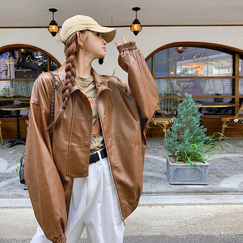 High-grade Casual Leather Jacket Motorcycle Clothing LadyShow.Store
