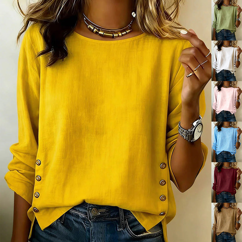 Casual Short Sleeve T-Shirt Solid Color Round Neck Pullover Tops For Women Clothing NorixaFashion.com