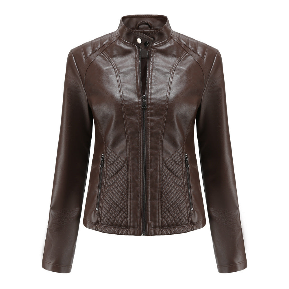 Autumn And Winter Casual Leather  Coat Long-sleeved Motorcycle Jacket