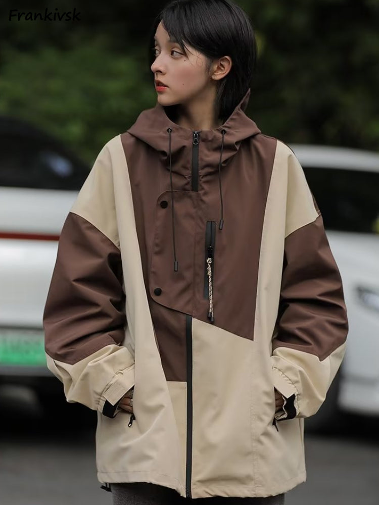 Harajuku Women's Overcoats - Chic Contrast Jackets Pi-Mart